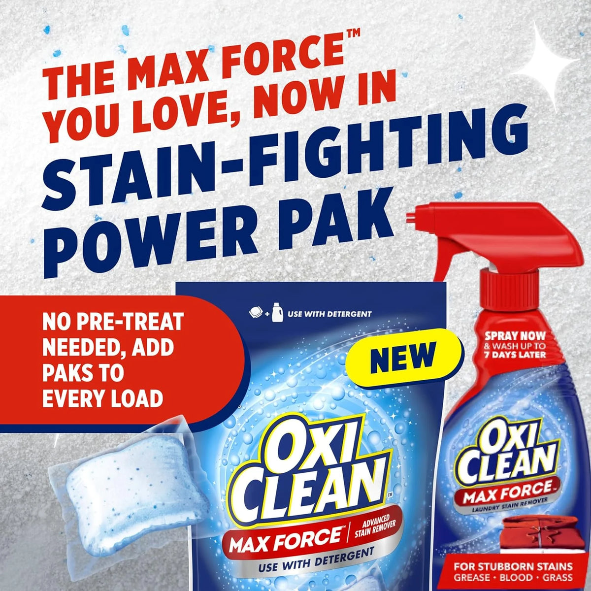 OxiClean Max Force Advanced Stain Remover Power Paks, 24 Count