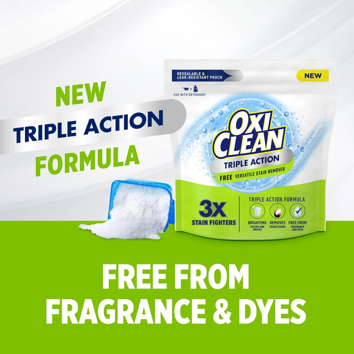OxiClean Triple Action Free Versatile Stain Remover Powder, 4 lbs