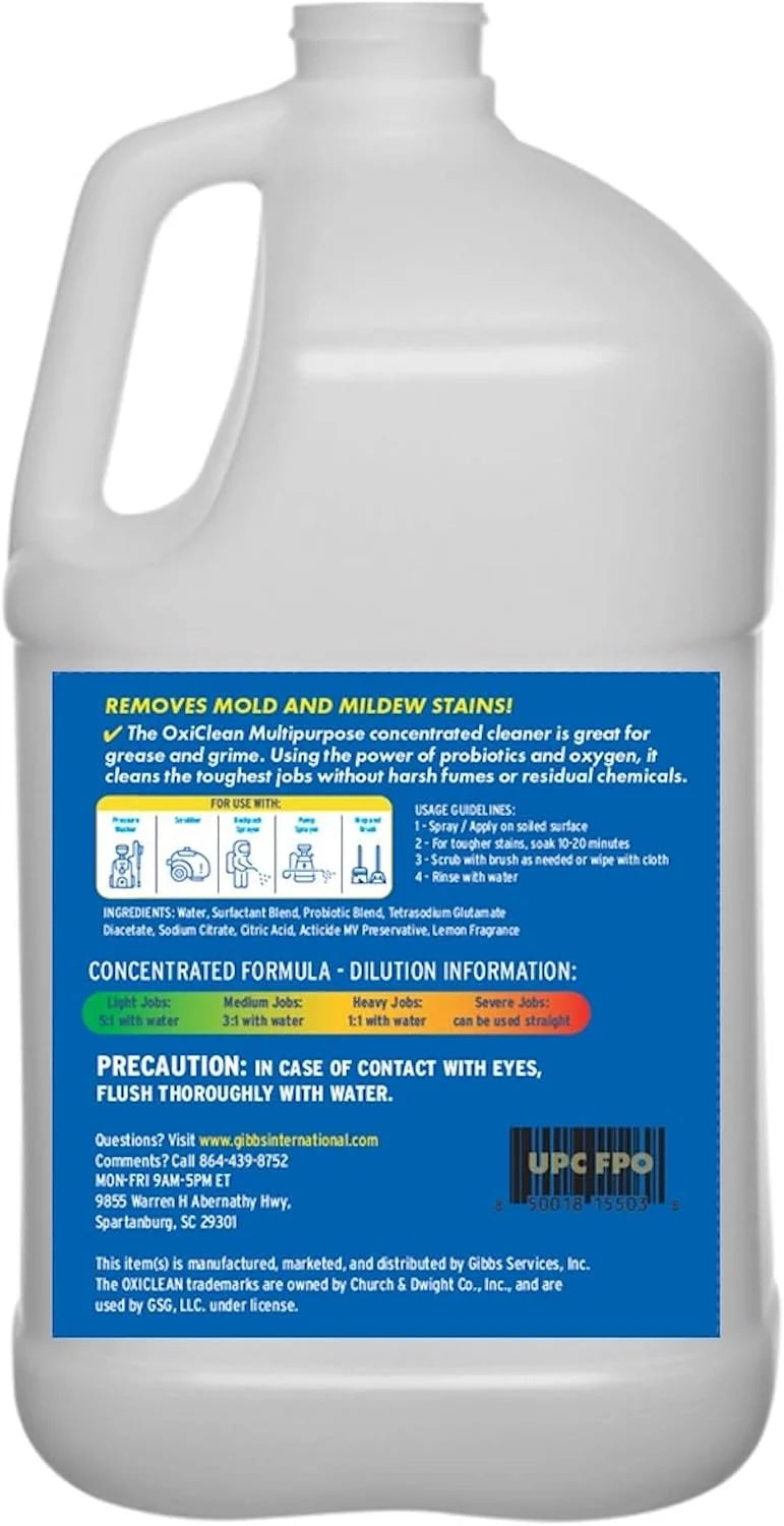OxiClean - Outdoor Multipurpose Concentrated Cleaner - Cleaning Supplies - Cleaning Products - Cleaner for Concrete, Vinyl, Grill, Patio Furniture - Degreaser for Cement and Brick
