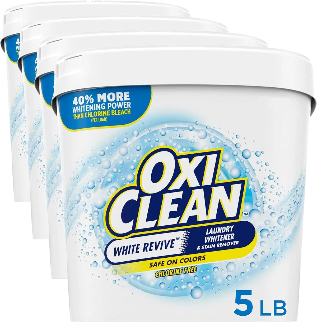 OxiClean White Revive Laundry Whitener and Stain Remover Powder, 5 lb, 80 Ounce (Pack of 4)