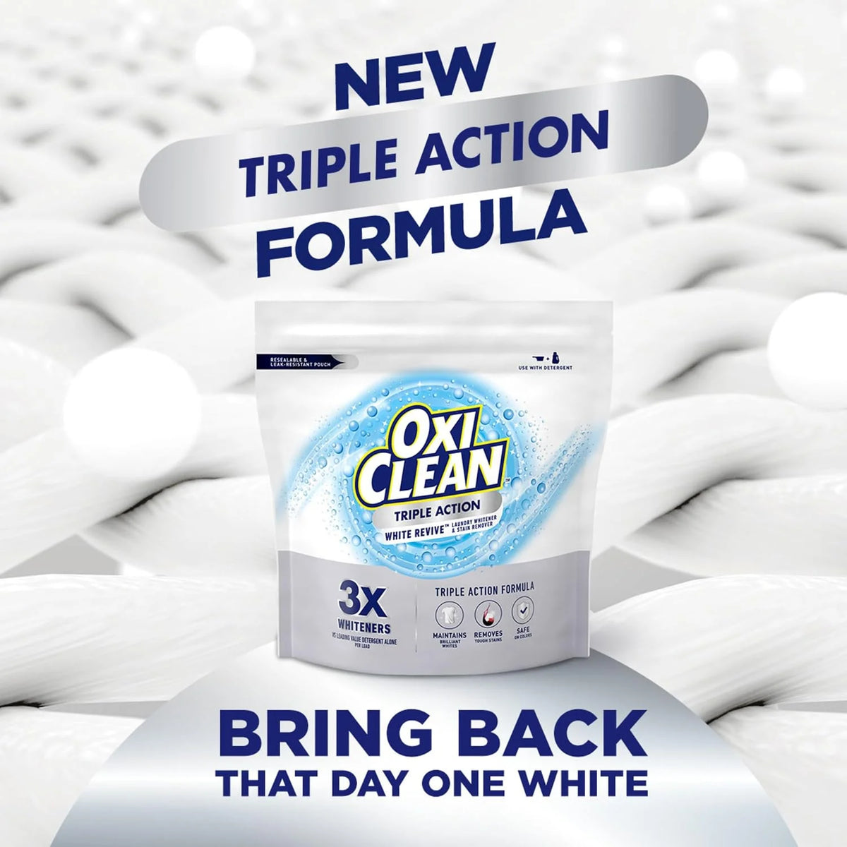 OxiClean Triple Action White Revive Laundry Whitener Powder, 6.5 lbs