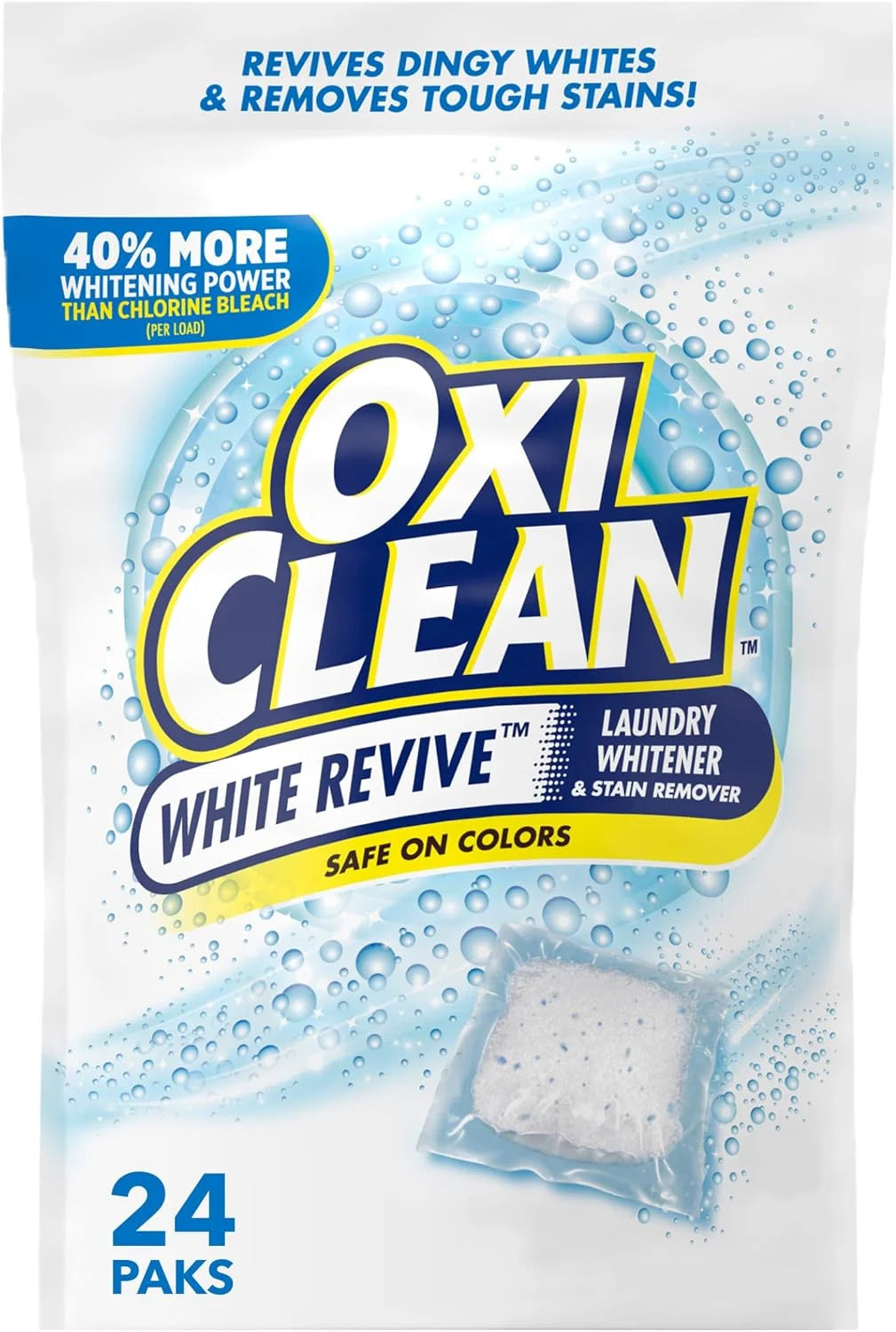 OxiClean White Revive Laundry Whitener & Stain Remover Power Paks, 24 Count