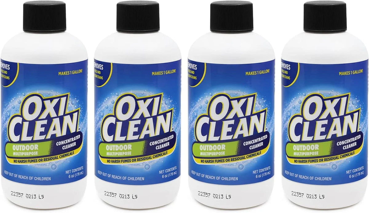 OxiClean Outdoor Multipurpose Super Concentrated Cleaner - Makes 4 Gallons Stain Remover Driveway for Concrete (4 Pack 6oz Bottle = Gallons) White 24 Fl Oz
