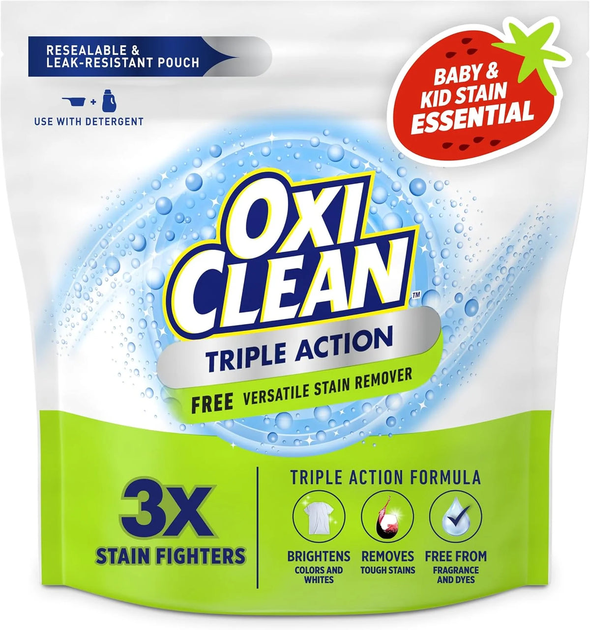 OxiClean Triple Action Free Versatile Stain Remover Powder, 4 lbs
