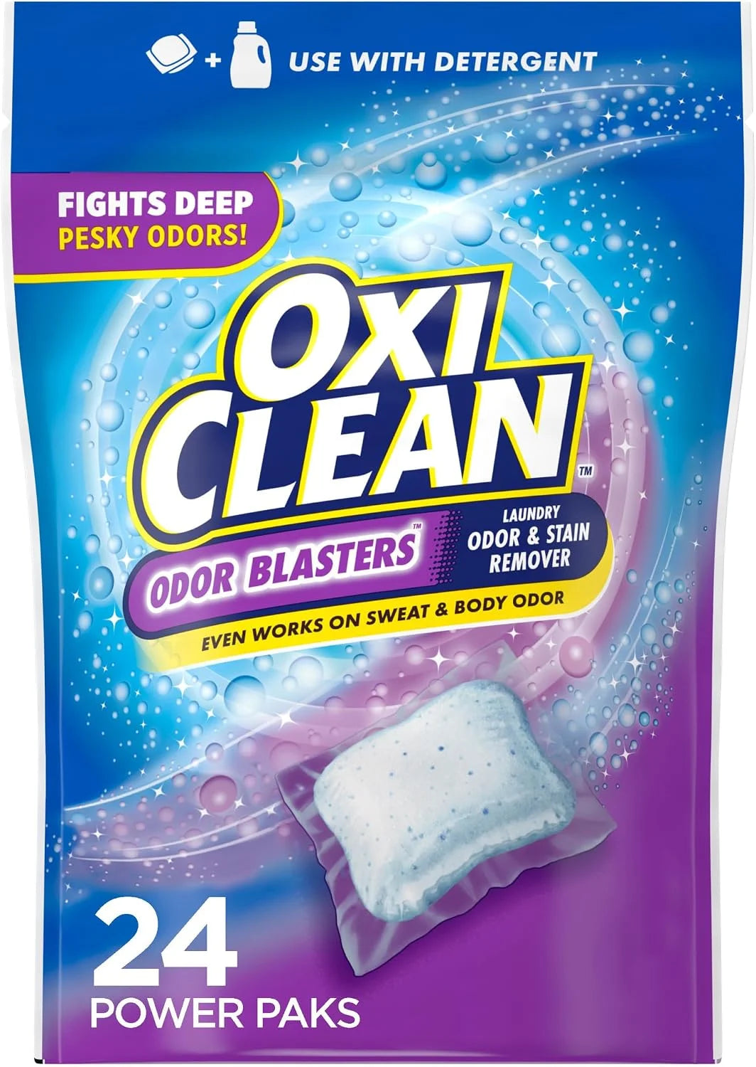 OxiClean Odor Blasters Odor and Stain Remover Laundry Power Paks, 24 Ct