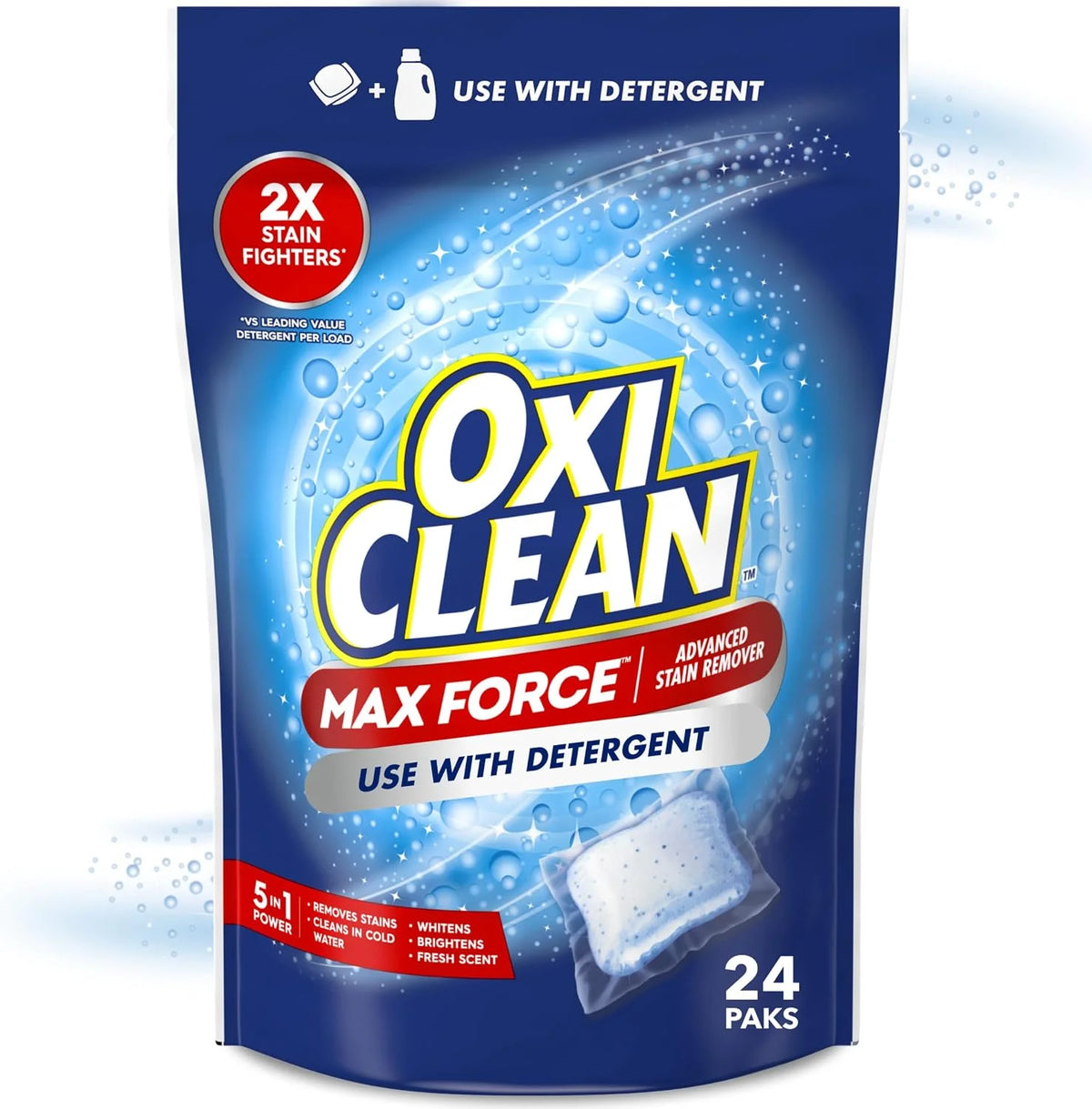OxiClean Max Force Advanced Stain Remover Power Paks, 24 Count