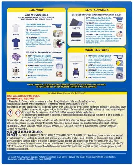 OxiClean Versatile Stain Remover Professional, 7.22 LB Box (Pack of 4) 156 Loads